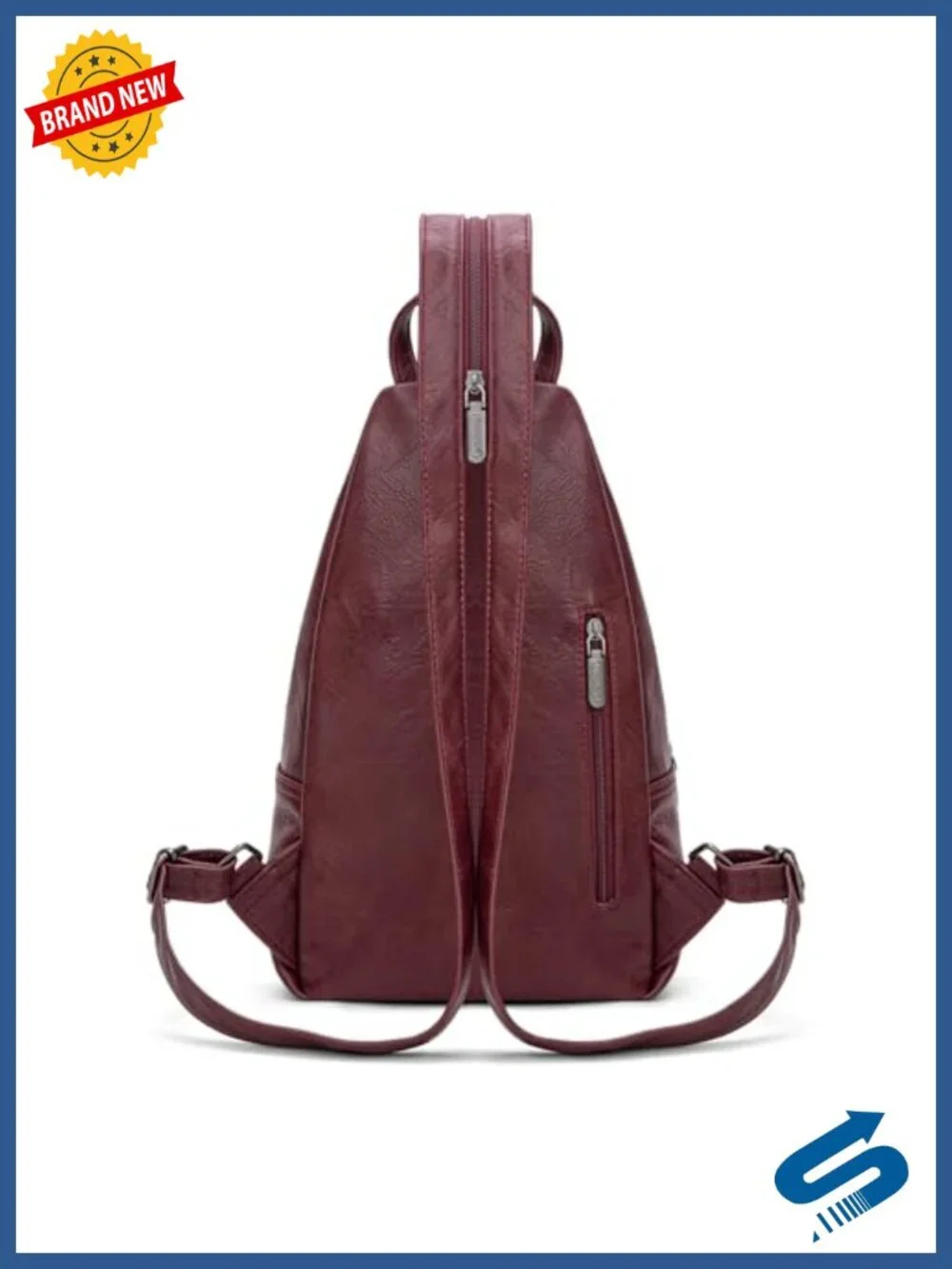 Convertible Faux Leather Sling Backpack Crossbody for Hiking Travel with